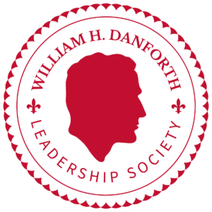 red profile of Wlliam Danforth for logo