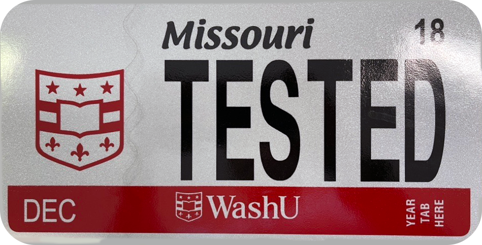 Missouri plates with new WashU logo