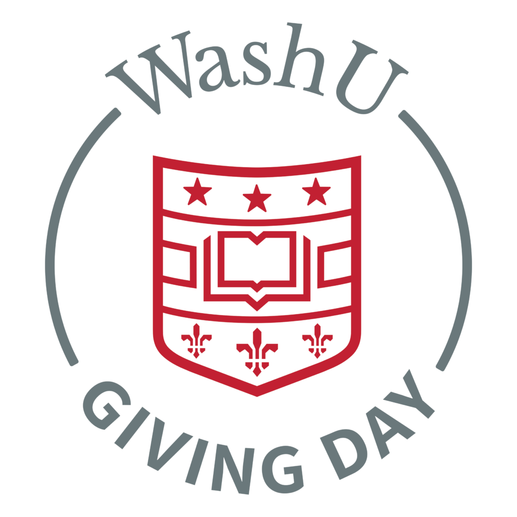 Twitter/X profile picture for WashU Giving Day. WashU Giving Day logo with gray letters and a red shield.